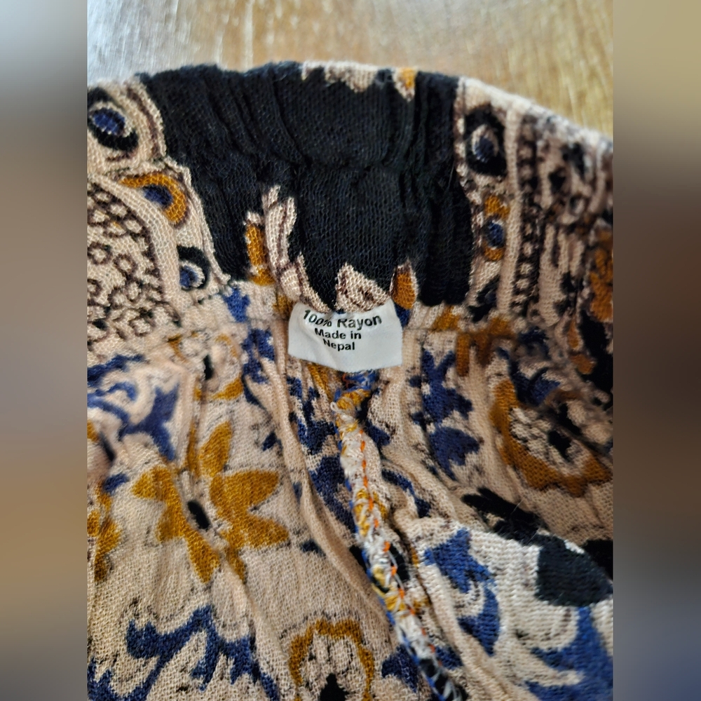 Womens Floral Wide Leg Pants Boho Palazzo Pants Flowy Elephant Pants Size Small - Picture 4 of 7